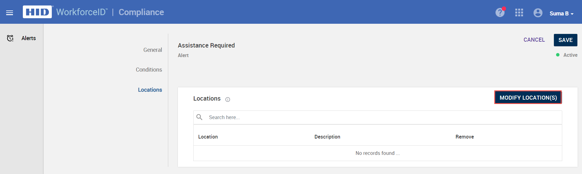 Configuration of Alerts for Visitors